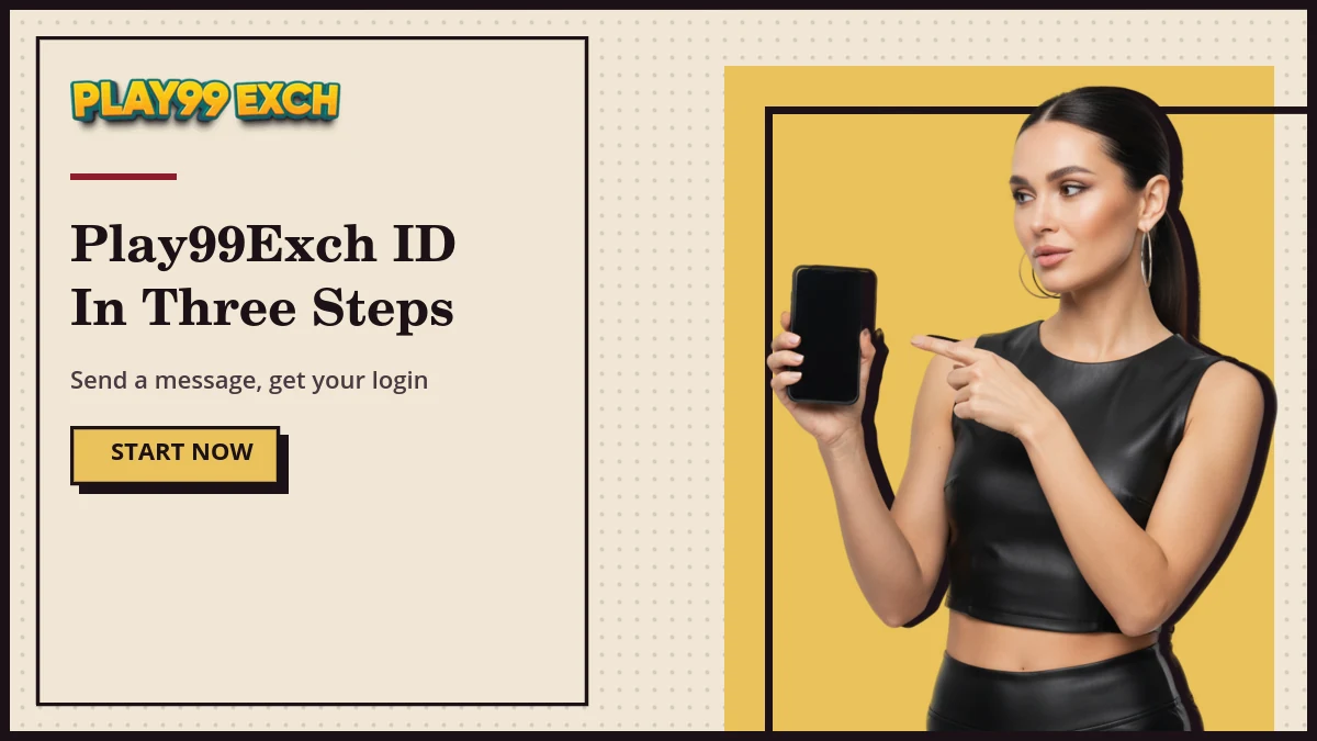 Play99Exch ID request steps shown on a phone screen with the chat desk