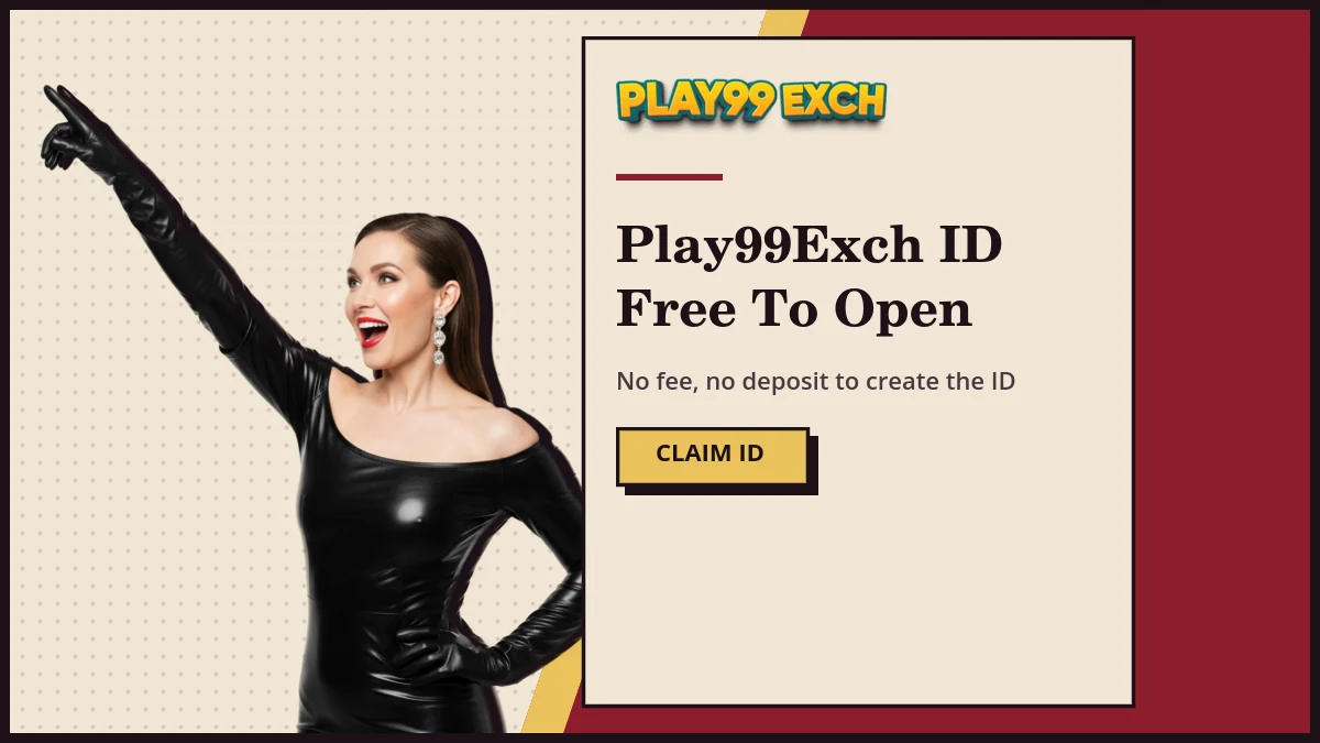 Play99Exch ID offer banner showing that a new exchange ID is free to open